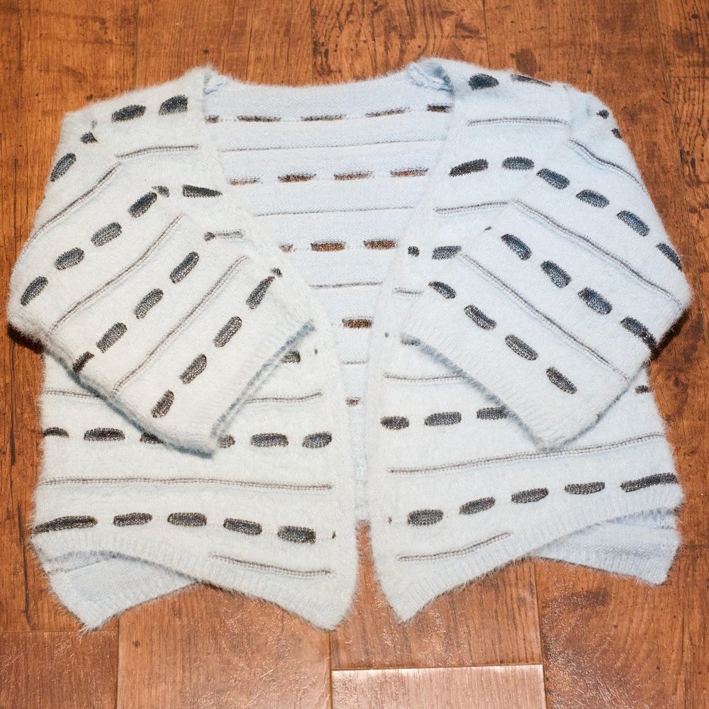 Vintage unqiue fuzzy and mesh cardigan